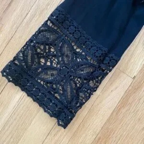 NY Collection Open Front Lace Trim Black 3/4 Sleeve Kimono Cardigan Size S - Picture 6 of 10